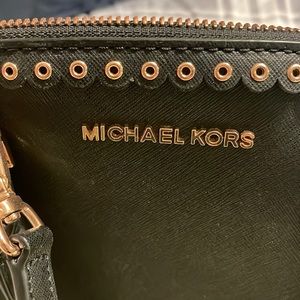Michael Kors black purse with rose gold hardware